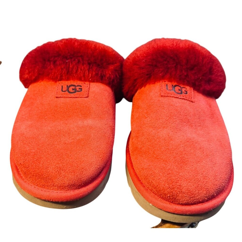 UGG Red Suede & Shearling Womens Slippers Size 7 / EU 38